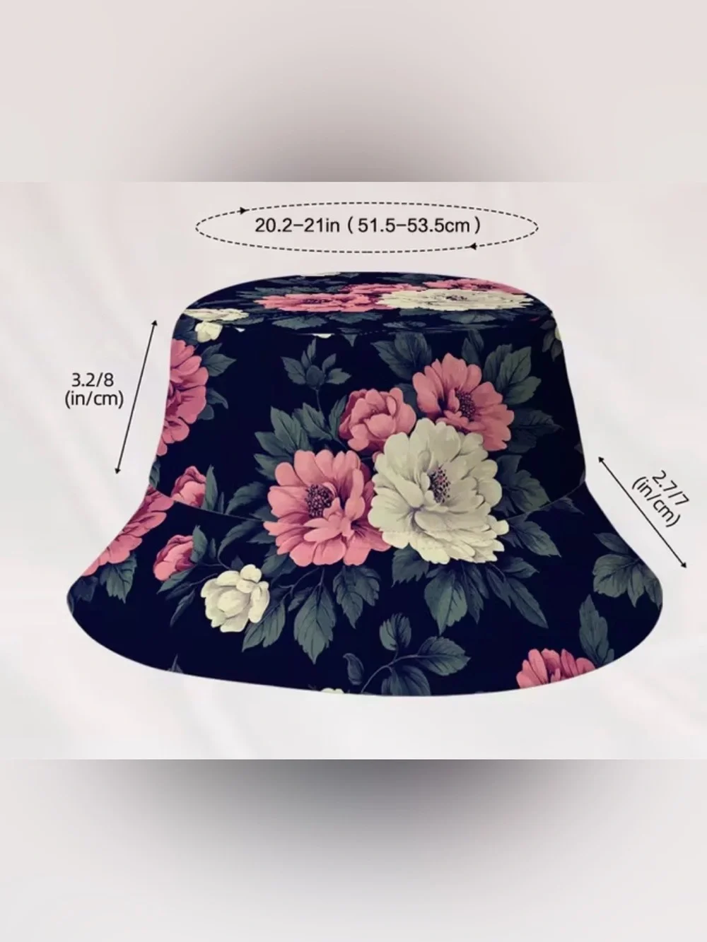 NWT Floral Bucket Hat with Pink & Cream Blooms, Summer Hats, IS